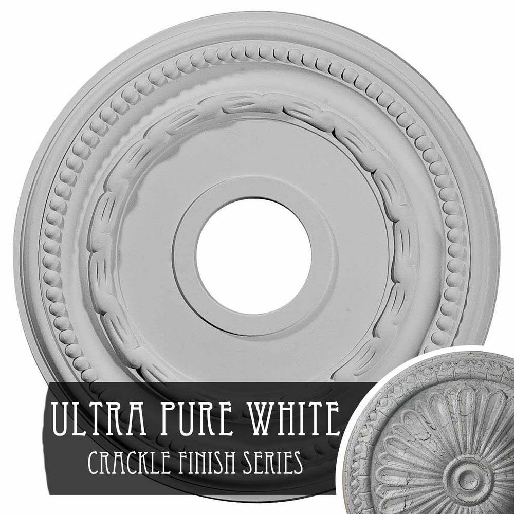 15 3/8x22OD x 3 5/8x22ID x 1x22P Federal Ceiling Medallion Hand-Painted Ultra Pure White Crackle X46036