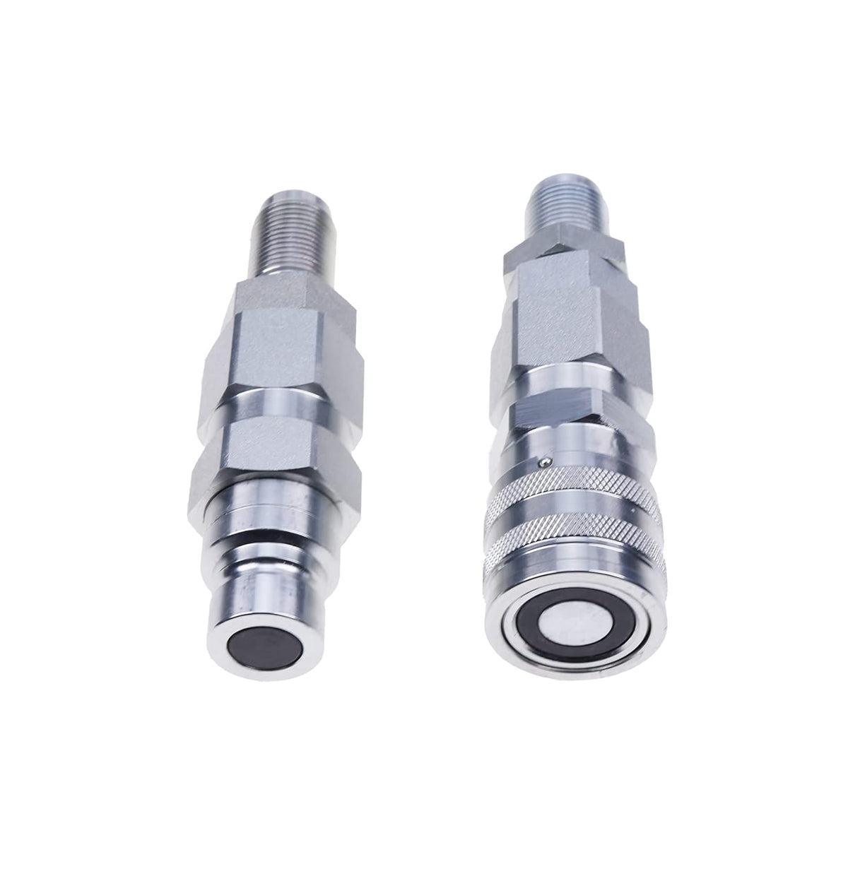 10 JIC Thread 1/2 Flat Face Hydraulic Quick Connect Coupler Set, Silver Pack of 2 S16923