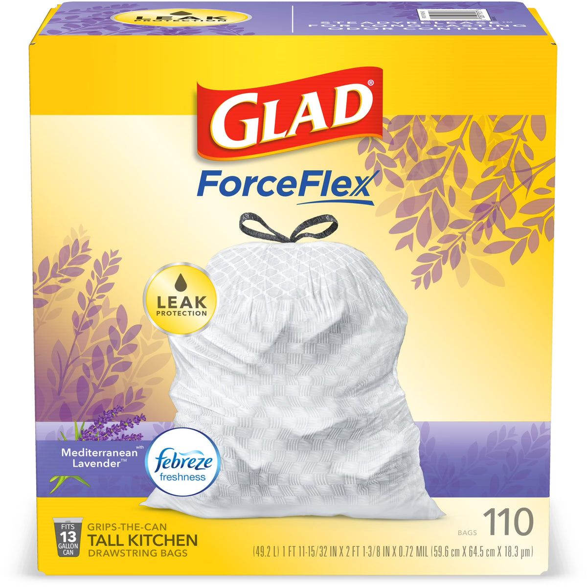 13 Gallon White Drawstring Trash Bags with Febreze Freshness - 110 Count R75775