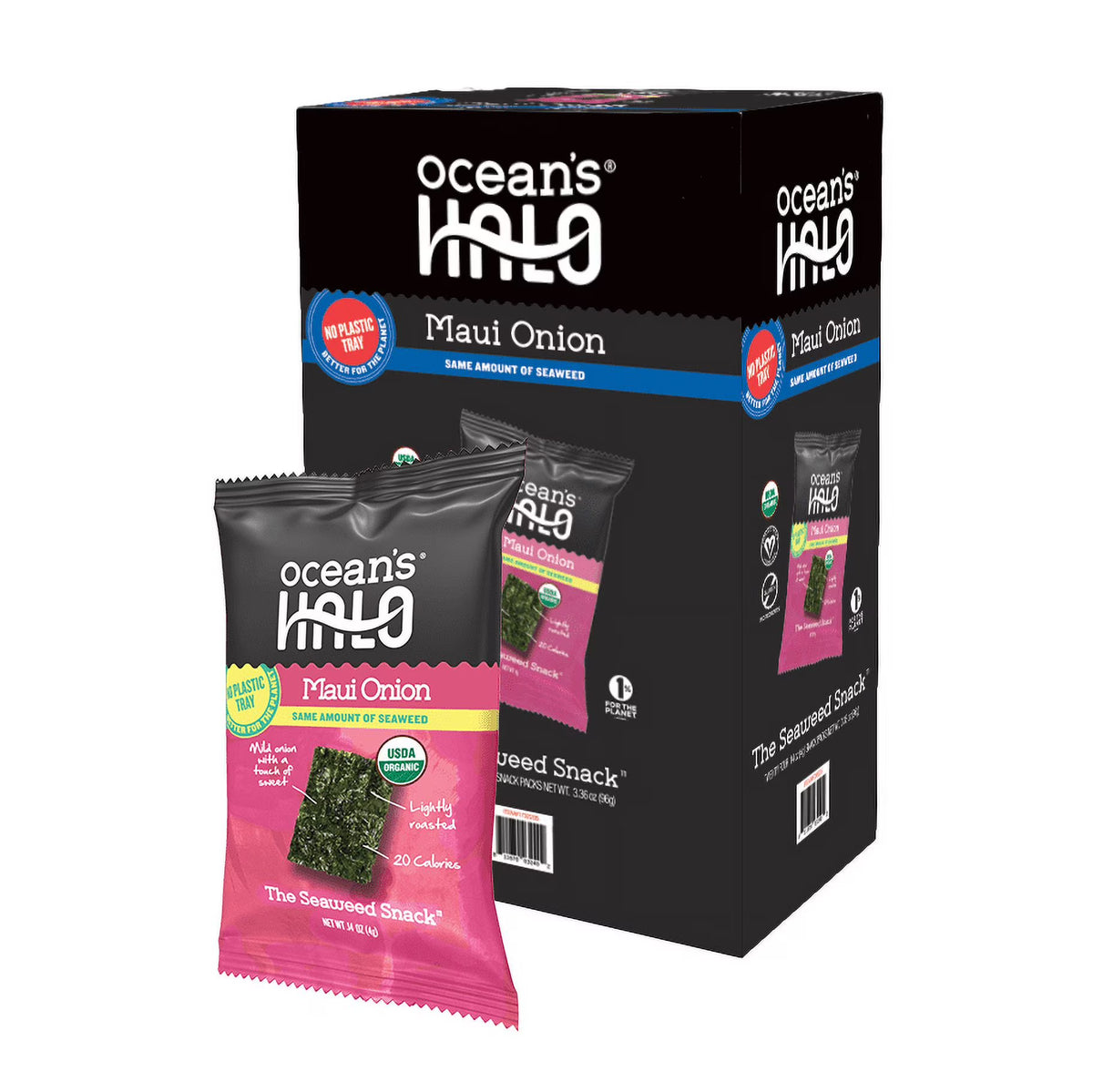 24 Pack Organic Seaweed Snacks, Maui Onion, .14oz Each S2741