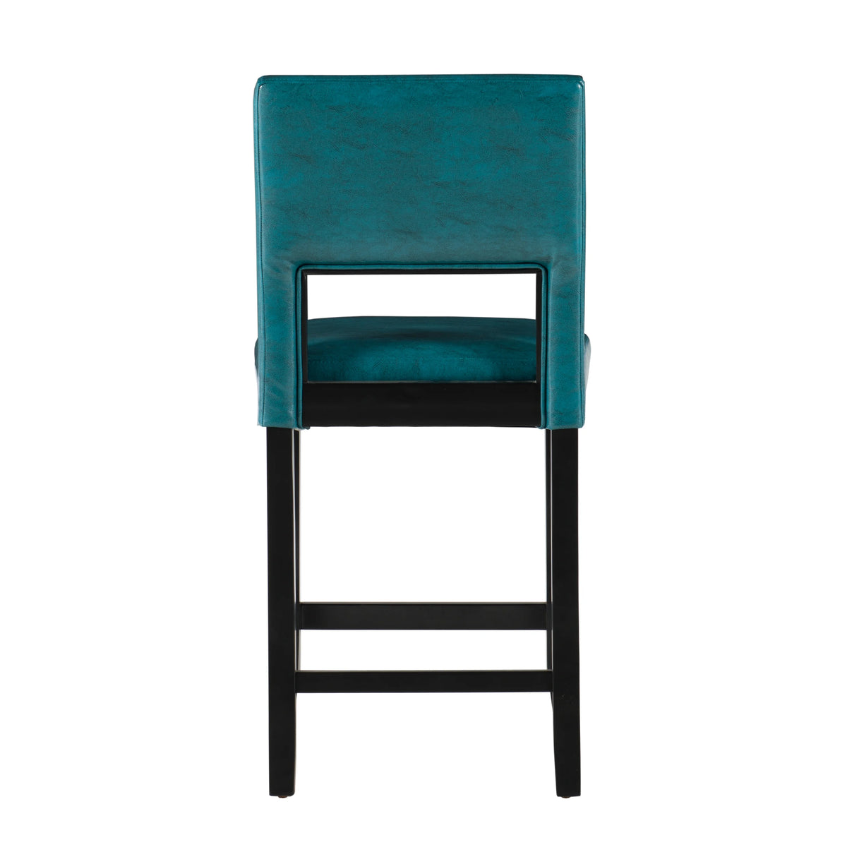 24" Wood Counter Stool, Aegean Blue Faux Leather G893