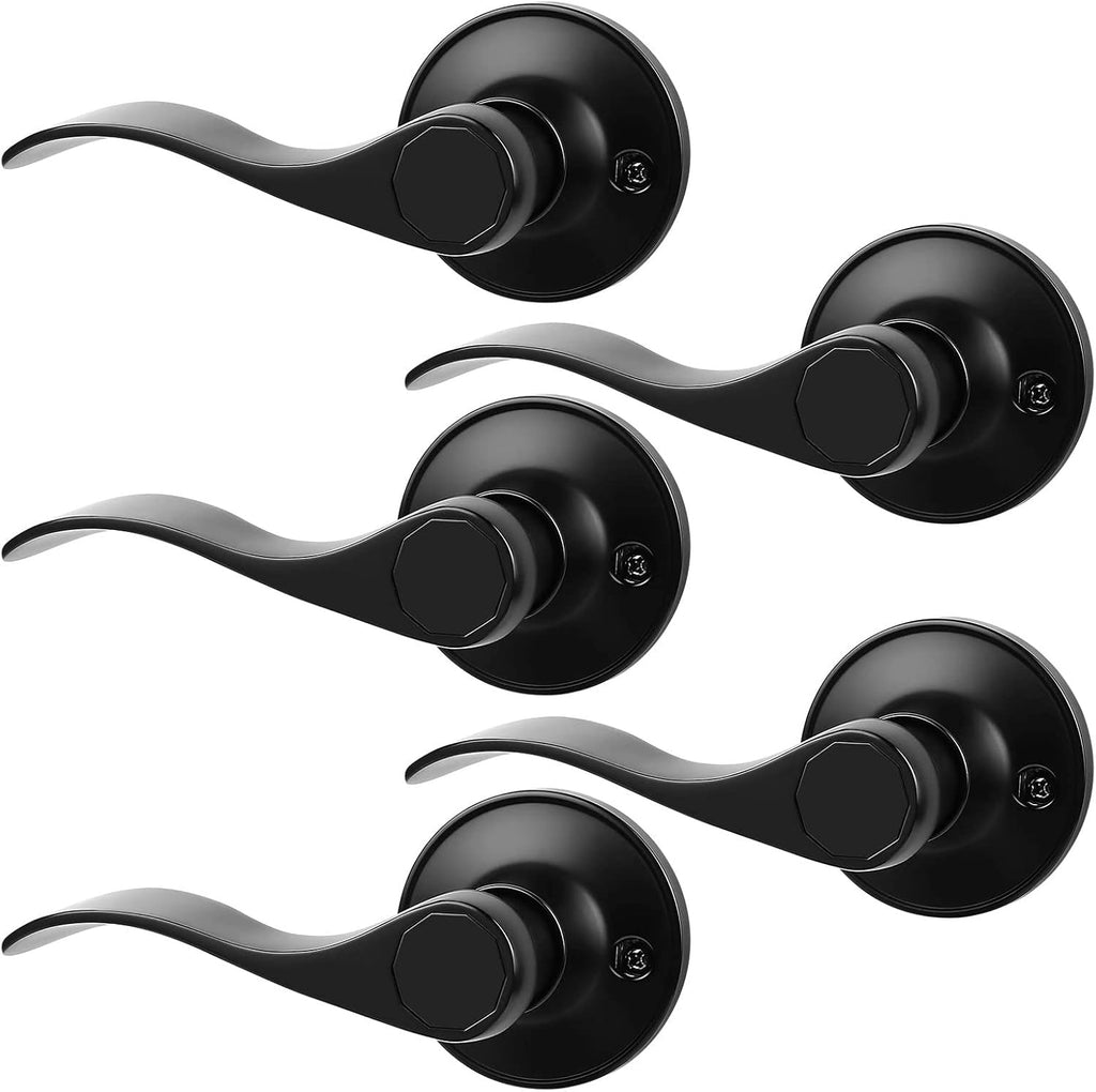 6 Pack Non-Locking Black Door Lever Set J81870