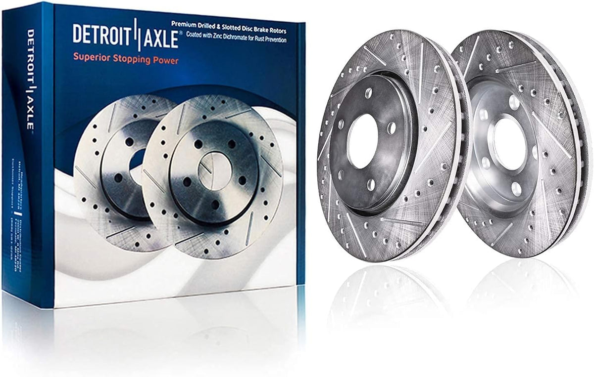 Front Rear Drilled & Slotted Rotors + Brake Pads Replacement 10pc Set I880