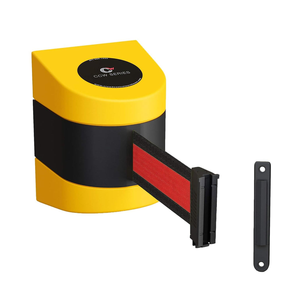 Yellow Wall Mounted Retractable Belt Barrier with Yellow ABS Case V17351