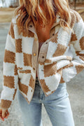 Solid Patchwork Turndown Collar Outerwear Q213