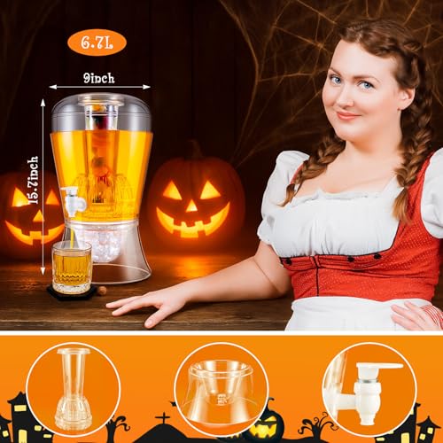 2 Pieces 6.8 L Acrylic Beverage Dispenser with Ice Core and Spigot U961625