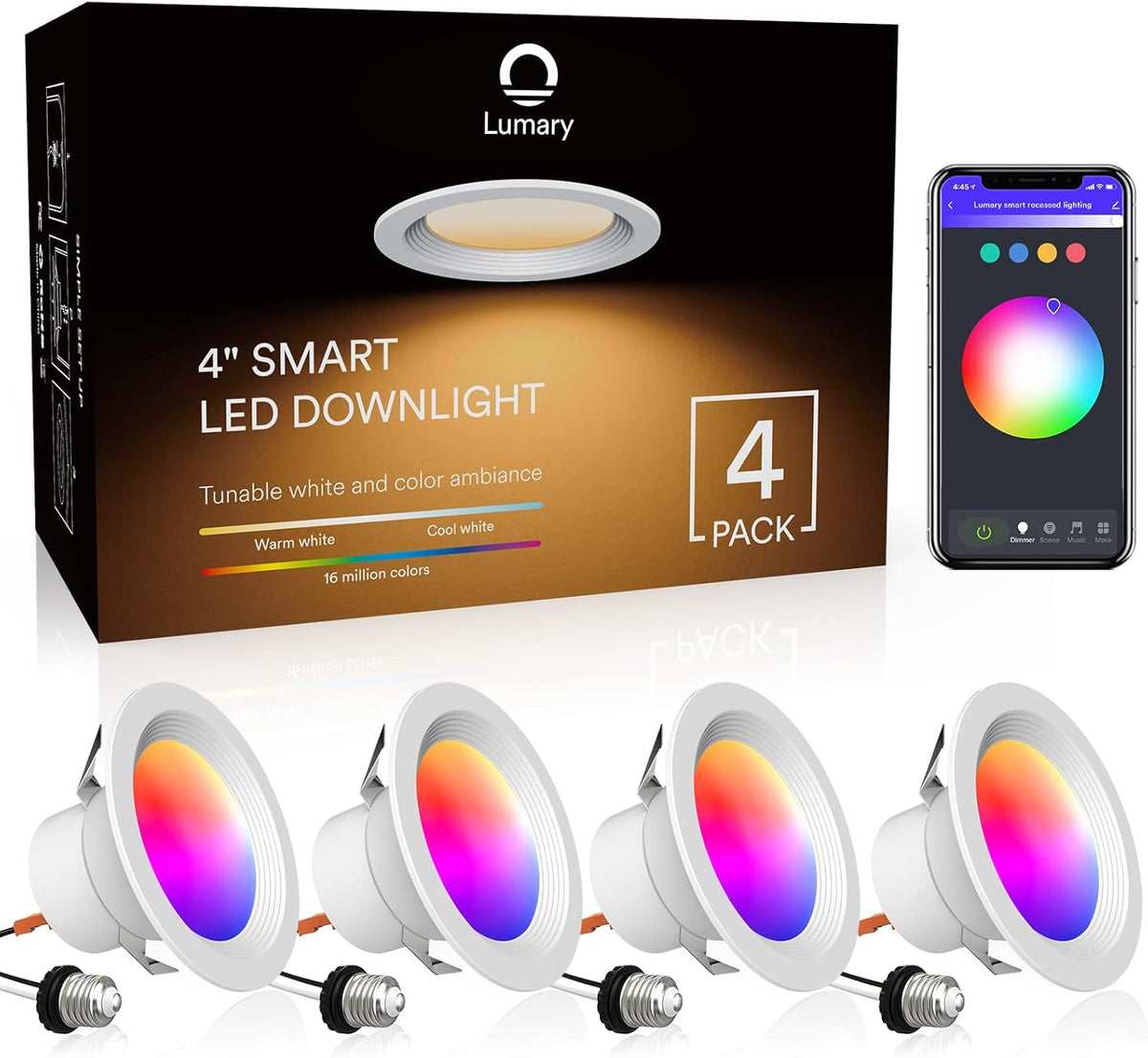 6 Inch 13W Smart Recessed Lights RGBWW Can Lights S6932