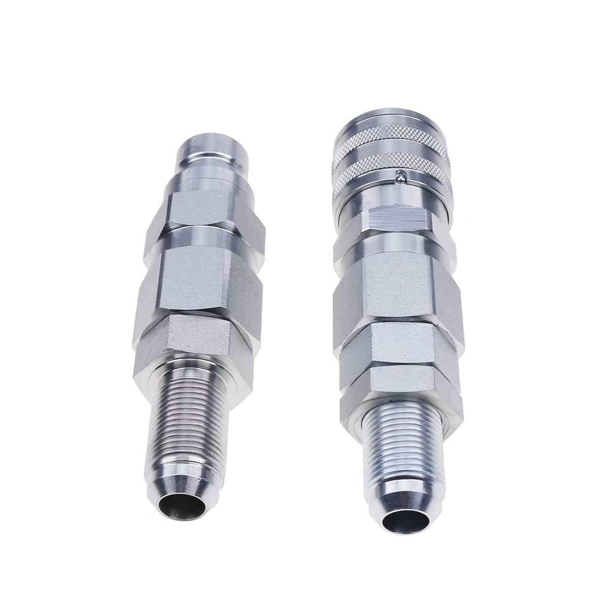10 JIC Thread 1/2 Flat Face Hydraulic Quick Connect Coupler Set, Silver Pack of 2 S16923