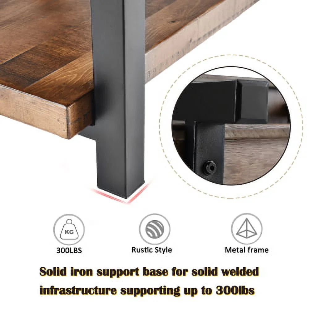 Rustic Natural Coffee Table with Storage Shelf I585