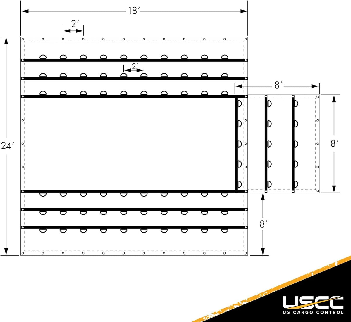Lightweight Lumber Tarp 24 Feet x 18 Feet with 8 Foot Drop and Flap 14 Ounce Black Tarp Z8114